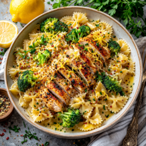 Zesty Cowboy Butter Chicken: Lemon Bowtie Pasta & Broccoli