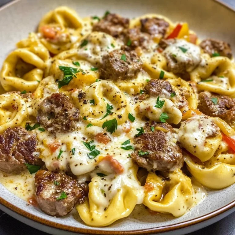 Creamy Cheesesteak Tortellini with Provolone Sauce Recipe
