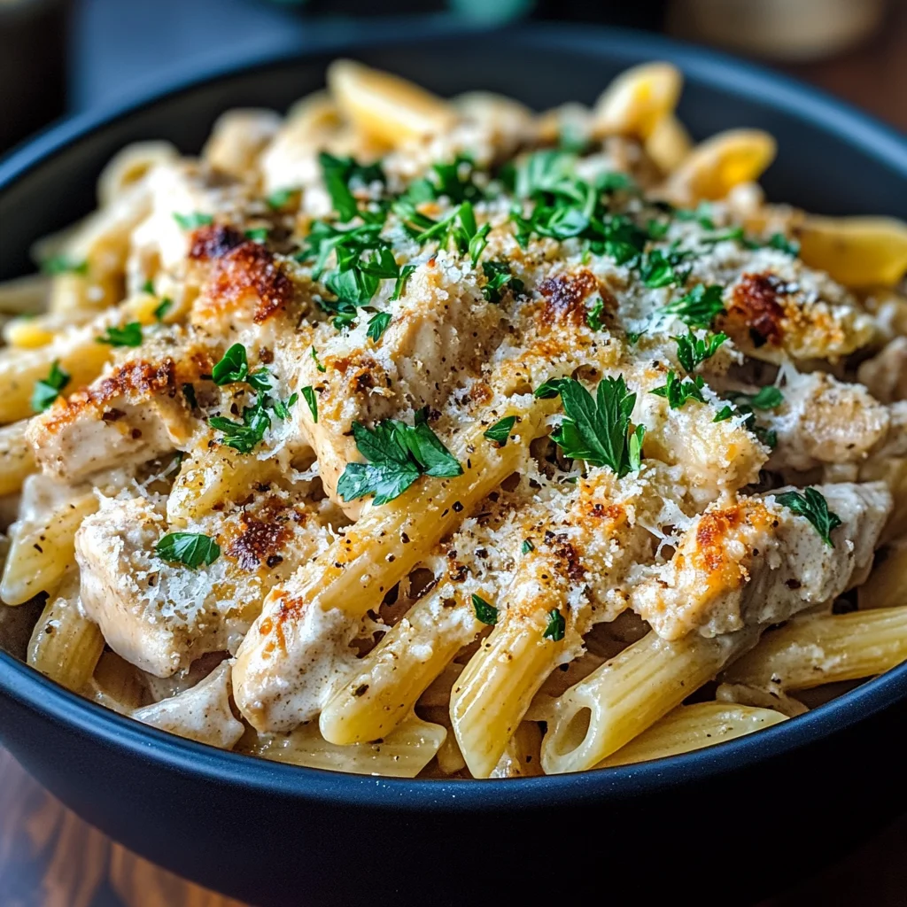 Crockpot Garlic Parmesan Chicken Pasta