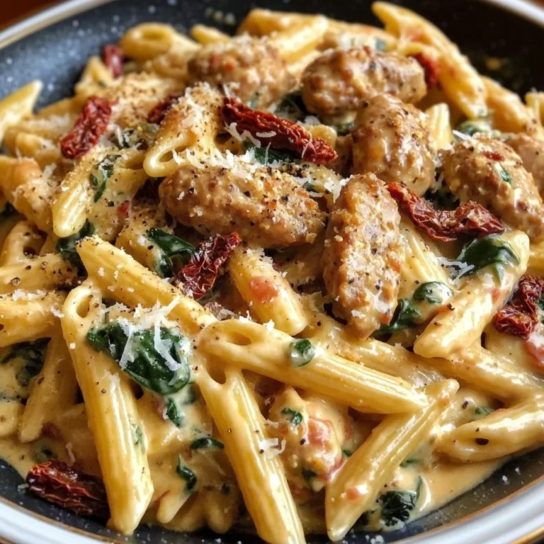 Easy Creamy Tuscan Chicken Sausage Pasta Skillet