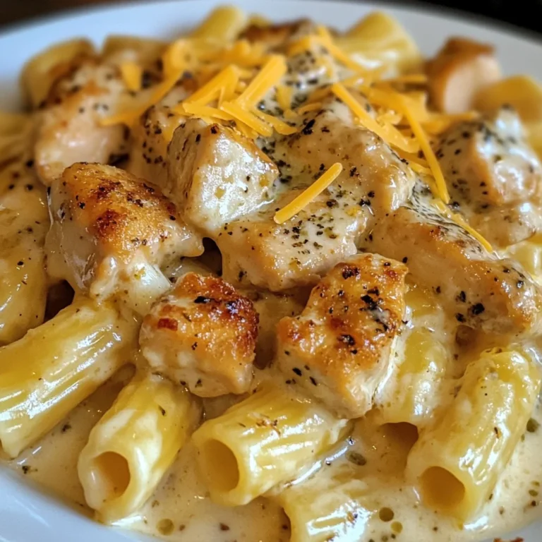 Garlic Chicken Rigatoni with Parmesan Cheddar Sauce