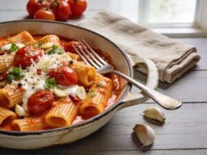 Creamy Tomato Garlic Rigatoni Pasta Recipe