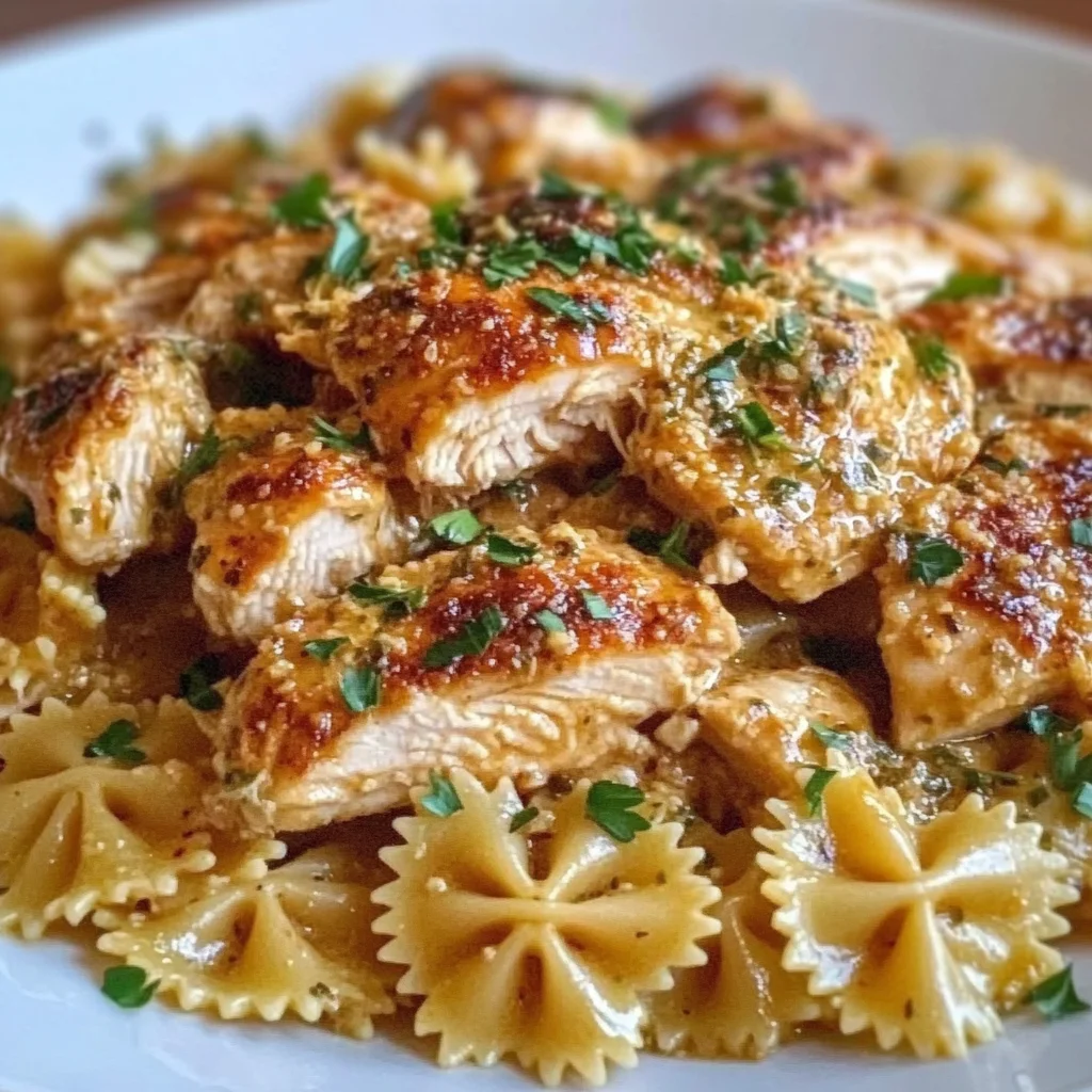 Garlic Butter Chicken with Bowtie Pasta